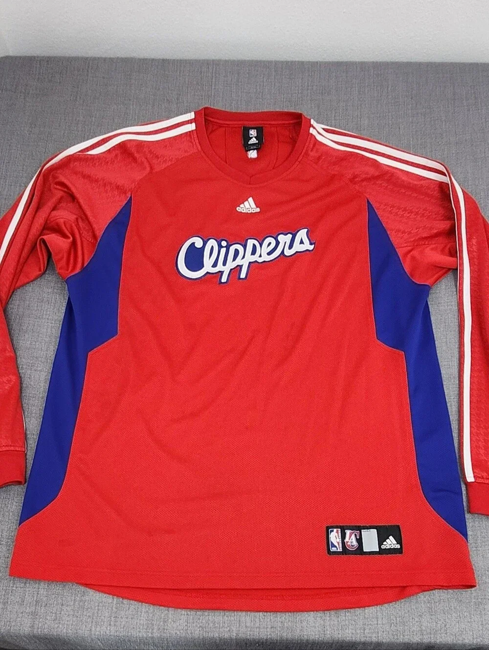 adidas × Los Angeles Clippers NBA Warm Up Long Sleeve Shirt. 2XL Tall